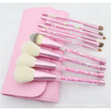 10 PCS Goat Hair Bling Shiny Liquid Quicksand Glitter Acrylic Handle Makeup Brush Set Sequined Diamond Liquid Makeup Brush